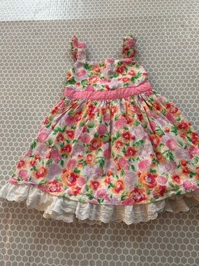 Tommy Bahama Pink Floral Girls Sundress with Petticoat and Lace Hem. Size 3T
